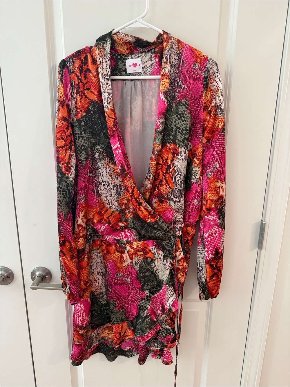 Buddy Love Pink & Orange Snake-Print Wrap Romper